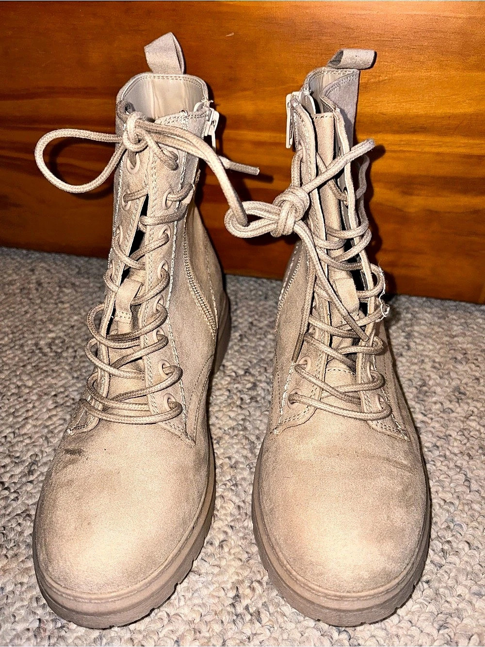 Lace-Up Combat Boots in Brown